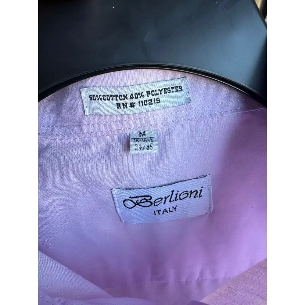 Berlioni Italy Men’s Dress Shirt US Medium Light Purple Button Front